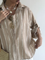 شومیز جلو کوک راه راه کد 200782 - تصویر 8