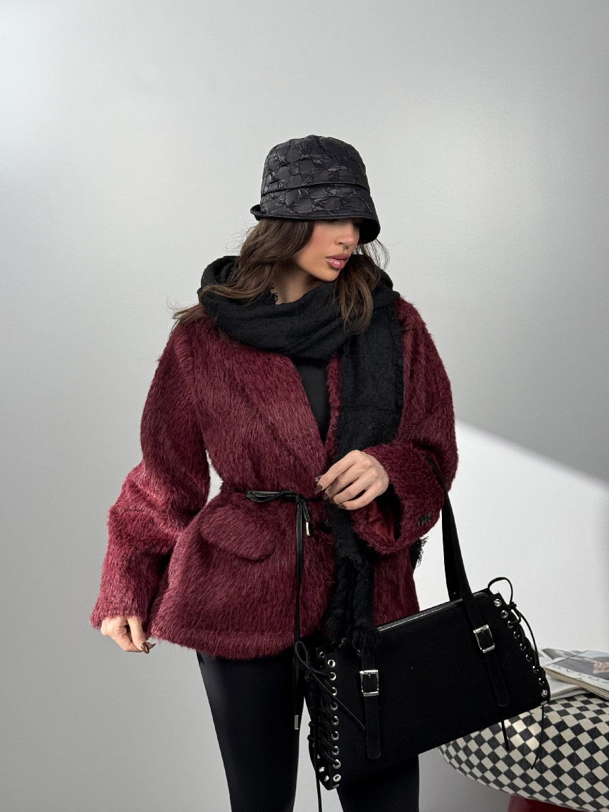 IMG_2576 کت خزدار کمربندی کد 120385 - تصویر 1