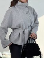 کت فوتر پشمی کمربنددار کد 120405 - تصویر 26