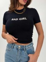 تیشرت کراپ BAD GIRL کد 180593 - تصویر 3