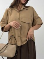 شومیز طرح جیب کد 220630 - تصویر 3