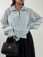 شومیز راه راه MIU MIU کد 220643 - تصویر 7