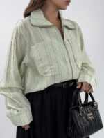 شومیز راه راه MIU MIU کد 220643 - تصویر 9
