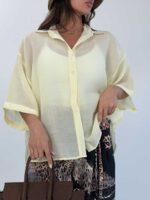 شومیز حریر آستین پاکتی کد 220638 - تصویر 2