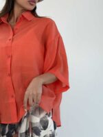 شومیز حریر آستین پاکتی کد 220638 - تصویر 4