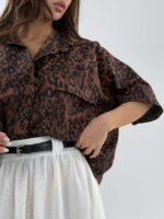 شومیز پلنگی نگینی کد 220644 - تصویر 2