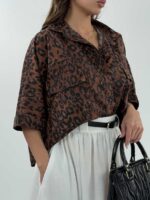 شومیز پلنگی نگینی کد 220644