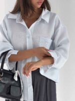 شومیز تک جیب شانتون کد 220658 - تصویر 8