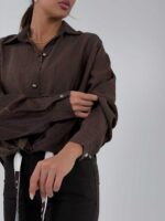 شومیز جلوگره دکمه فندوقی کد 220649 - تصویر 3
