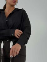 شومیز جلوگره دکمه فندوقی کد 220649 - تصویر 4