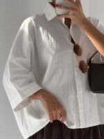 شومیز لینن آستین کیمانو کد 220641 - تصویر 29