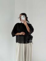 شومیز شیشه ای تک جیب کد 220653 - تصویر 15