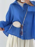 شومیز شیشه ای پشت چاک کد 220665 - تصویر 5