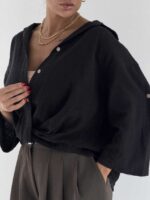 شومیز کنفی جلو گره کد 220672 - تصویر 8