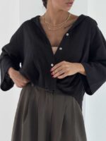 شومیز کنفی جلو گره کد 220672 - تصویر 7