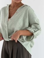 شومیز کنفی جلو گره کد 220672 - تصویر 4