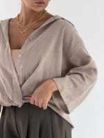شومیز کنفی جلو گره کد 220672 - تصویر 6