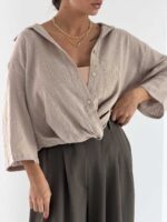 شومیز کنفی جلو گره کد 220672 - تصویر 5