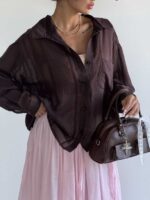 شومیز ترکیبی تک جیب کد 220683 - تصویر 19