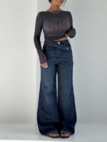 شلوار جین بگ کمر دوبل کد 102296