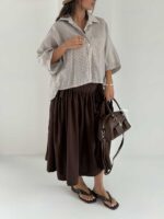 شومیز راه راه باکسی کد 220697 - تصویر 6