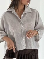شومیز راه راه باکسی کد 220697 - تصویر 7