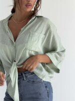 شومیز جلو گره راه راه سارینا کد 220714 - تصویر 6