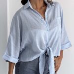 شومیز جلو گره راه راه سارینا کد 220714