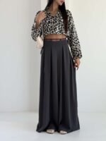 شلوار کمرکش بنددار کد 102304 - تصویر 4