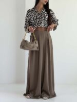 شلوار کمرکش بنددار کد 102304