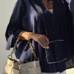 شومیز لینن چین دار کد 220687