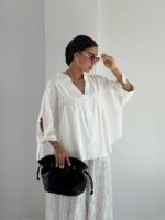 شومیز لینن چین دار کد 220687 - تصویر 16