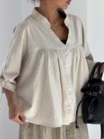 شومیز لینن چین دار کد 220687 - تصویر 26