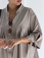شومیز لینن چین دار کد 220687 - تصویر 32