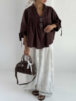 شومیز لینن چین دار کد 220687 - تصویر 33