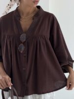 شومیز لینن چین دار کد 220687 - تصویر 35