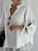 شومیز لینن چین دار کد 220687 - تصویر 17