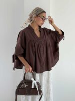 شومیز لینن چین دار کد 220687 - تصویر 36