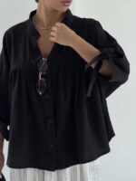 شومیز لینن چین دار کد 220687 - تصویر 20