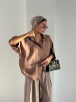 شومیز دکمه مخفی کد 220688 - تصویر 22