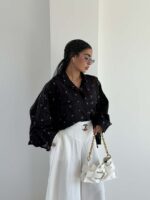 شومیز نگینی پاپیونی کد 220709 - تصویر 13