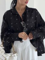 شومیز نگینی پاپیونی کد 220709 - تصویر 15