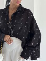 شومیز نگینی پاپیونی کد 220709 - تصویر 16