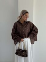 شومیز نگینی پاپیونی کد 220709 - تصویر 20