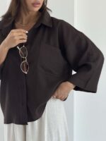 شومیز راه راه اسلپ کد 220719 - تصویر 4