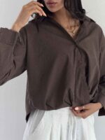 شومیز جلو گره راه راه کد 220689 - تصویر 11