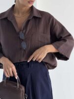 شومیز تک جیب اسلپ کد 220720 - تصویر 28