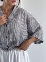 شومیز راه راه کژوال کد 220731 - تصویر 8