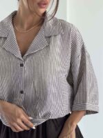 شومیز راه راه کژوال کد 220731 - تصویر 14