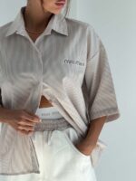ست شومیز و شلوار راه راه MIU MIU کد 160976 - تصویر 13